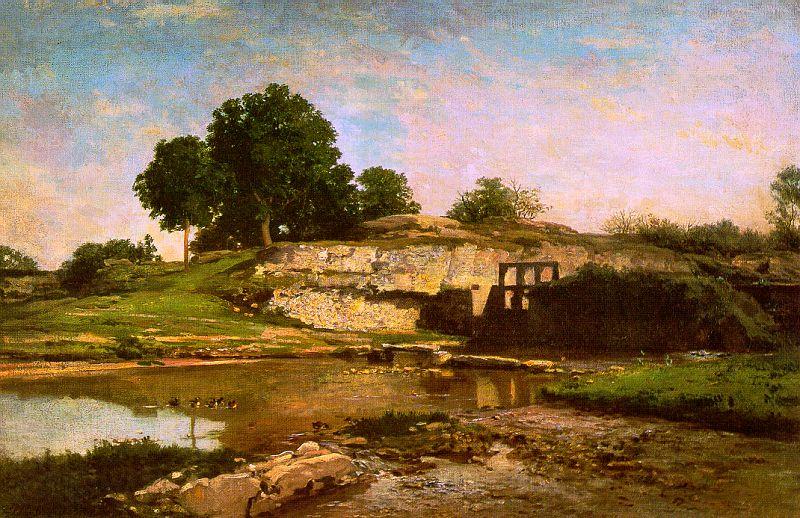 Charles Francois Daubigny The Flood Gate at Optevoz Spain oil painting art
